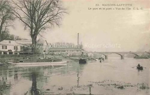 AK / Ansichtskarte Maisons-Laffitte Saint-Germain-en-Laye 78 Yvelines Le port et le pont vue de l'Ile