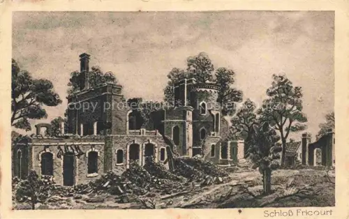AK / Ansichtskarte Fricourt Peronne 80 Somme Château Schloss Ruines Grande Guerre Truemmer 1. Weltkrieg Kuenstlerkarte