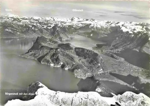 AK / Ansichtskarte Buergenstock Vierwaldstaettersee NW mit Saentis und Glaernisch Fliegeraufnahme