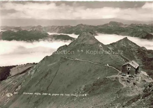 AK / Ansichtskarte Wormserhuette 2350m Kuehtal Montafon AT Fliegeraufnahme mit Rote Wand