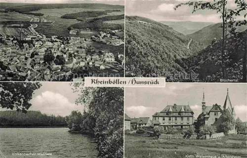 AK / Ansichtskarte Rheinboellen Rheinland-Pfalz Fliegeraufnahme Bluechertal Volkenbacher Waldsee Kath Waisenhaus und Altersheim