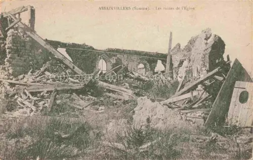 AK / Ansichtskarte Assainvillers Montdidier 80 Somme Les ruines de l'église Grande Guerre Truemmer 1. Weltkrieg