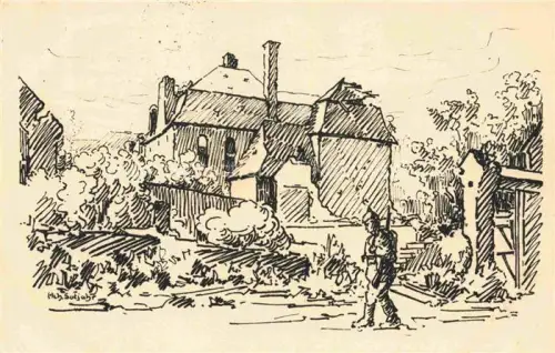 AK / Ansichtskarte Damery Montdidier 80 Somme Soldat kehrt ins Dorf zurueck Kuenstlerkarte Gutjahr-Serie B