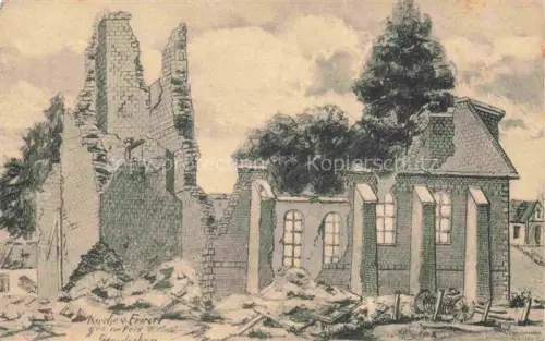 AK / Ansichtskarte Fricourt Peronne 80 Somme Eglise détruite Ruines Grande Guerre Truemmer 1. Weltkrieg Kuenstlerkarte