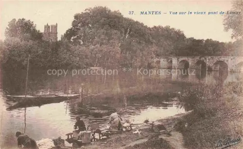 AK / Ansichtskarte MANTES-LA-JOLIE Mantes-sur-Seine 78 Yvelines Vue sur le vieux pont de Limay