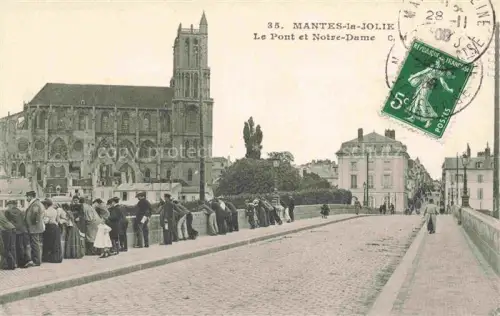 AK / Ansichtskarte MANTES-LA-JOLIE Mantes-sur-Seine 78 Yvelines Le pont et Notre-Dame Collégiale Eglise