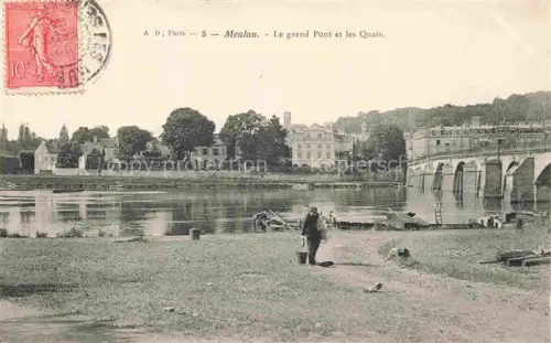 AK / Ansichtskarte Meulan-les-Mureaux Mantes-la-Jolie 78 Yvelines Le grand pont et les quais