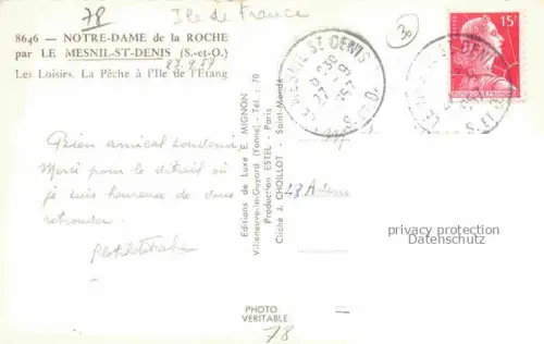 AK / Ansichtskarte Mesnil-Saint-Denis Le Rambouillet 78 Yvelines Notre-Dame de la Roche les loisirs la pêche à l'Ile de l'Etang
