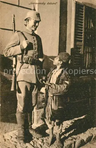 AK / Ansichtskarte Serbien Serbija WK1 Soldat Pickelhaube Germansky Dobare