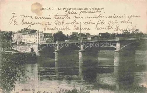 AK / Ansichtskarte Chatou Saint-Germain-en-Laye 78 Yvelines Le pont passage du tramway bords de la Seine