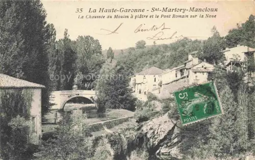 AK / Ansichtskarte St-Martory Saint-Gaudens 31 Haute-Garonne La Chaussee du Moulin a platre Pont Romain sur la Noue 