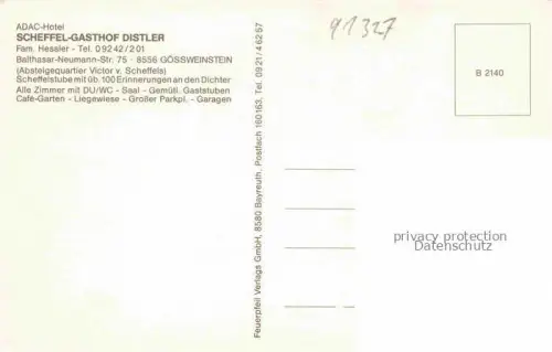 AK / Ansichtskarte Goessweinstein Gasthof Distler einst und jetzt Portrait Joseph Victor von Scheffel