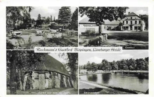 AK / Ansichtskarte Bispingen Rieckmanns Gasthof Garten Kirche Schwimmbad