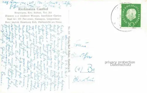 AK / Ansichtskarte Bispingen Rieckmanns Gasthof Garten Kirche Schwimmbad