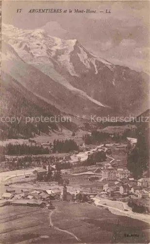 AK / Ansichtskarte Argentieres  Argentiere Glacier d 74 Haute-Savoie Vue générale aérienne et le Mont-Blanc Alpes
