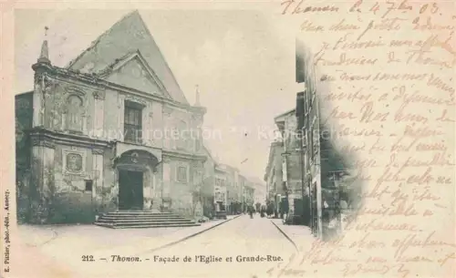 AK / Ansichtskarte Thonon-les-Bains 74 Haute-Savoie Facade de l'église et Grande Rue