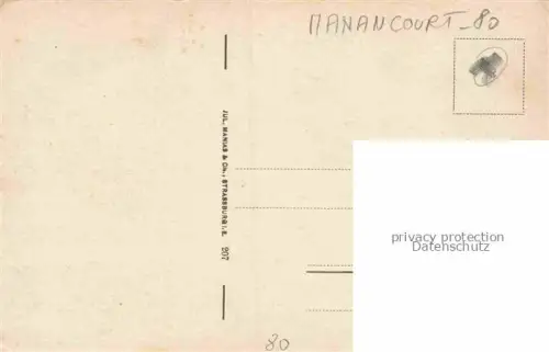 AK / Ansichtskarte Manacourt Manancourt Etricourt-Manancourt PERONNE 80 Somme von den Franzosen durch Granatfeuer zerstoert Ruines Grande Guerre Truemmer 1. Weltkrieg