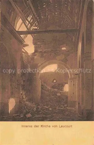 AK / Ansichtskarte Laucourt Montdidier 80 Somme Inneres der Kirche Ruines Grande Guerre Truemmer 1. Weltkrieg