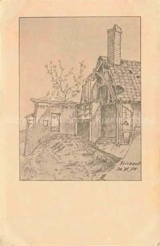 AK / Ansichtskarte Fricourt Peronne 80 Somme Ortspartie Kuenstlerkarte