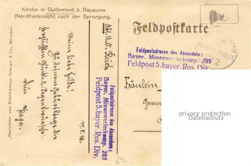 AK / Ansichtskarte Guillemont Bapaume ARRAS 62 Pas-de-Calais Kirche nach der Sprengung Ruines Grande Guerre Truemmer 1. Weltkrieg