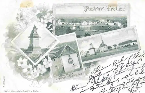 AK / Ansichtskarte Trebiz Weissthurm Slany Schlan CZ Teilansichten Denkmal Kirche