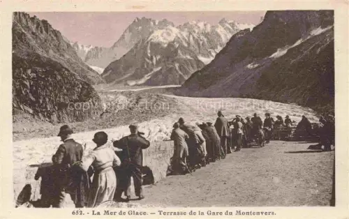 AK / Ansichtskarte Montenvers Chamonix 74 Haute-Savoie La mer de glace Terrasse de la Gare du Montenvers