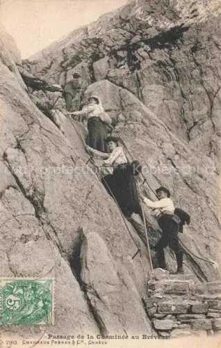 AK / Ansichtskarte CHAMONIX BONNEVILLE 74 Haute-Savoie Passage de la Cheminée au Brévent Bergsteiger