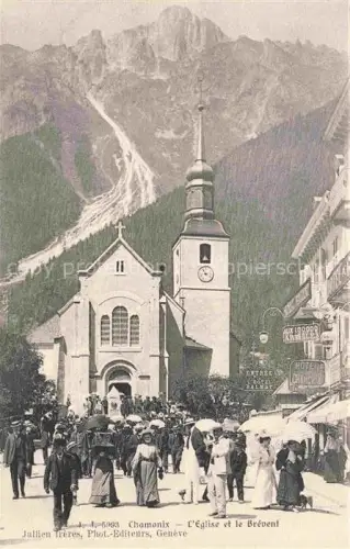 AK / Ansichtskarte CHAMONIX BONNEVILLE 74 Haute-Savoie Eglise et le Brévent