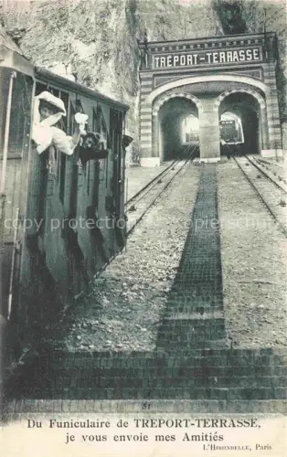 AK / Ansichtskarte LE TREPORT Dieppe 76 Seine-Maritime Funiculaire de Treport Terrasse
