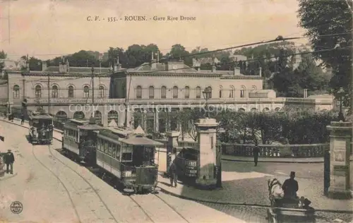 AK / Ansichtskarte ROUEN 76 Seine-Maritime La Gare rive droite Tram