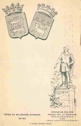 AK / Ansichtskarte ROUEN 76 Seine-Maritime Fêtes du Millénaire Normand Statue de Rollon Dessin Kuenstlerkarte