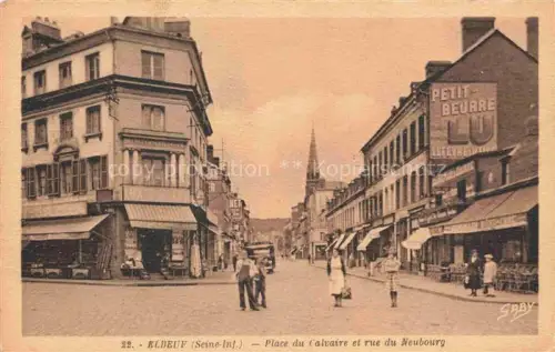 AK / Ansichtskarte ELBEUF Rouen 76 Seine-Maritime Place du Calvaire et Rue du Neubourg