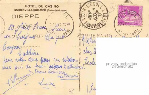 AK / Ansichtskarte Quiberville Dieppe 76 Seine-Maritime Hotel du Casino