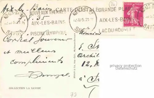 AK / Ansichtskarte AIX-LES-BAINS Chambery 73 Savoie Hôtel de Ville et nouvelle chaise à porteur