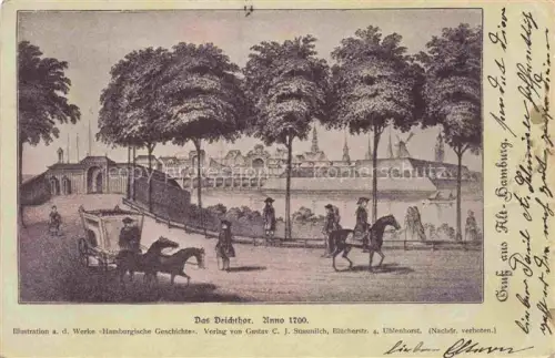 AK / Ansichtskarte HAMBURG  CITY Das Deichthor anno 1700 Illustration Kuenstlerkarte Deutsche Reichspost
