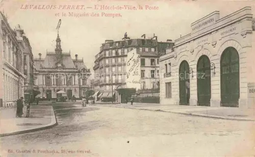 AK / Ansichtskarte LEVALLOIS-PERRET 92 Hauts-de-Seine Hôtel de Ville la Poste et Magasin des Pompes