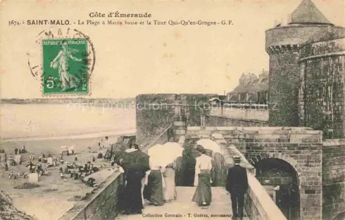 AK / Ansichtskarte SAINT-MALO ST-MALO 35 LA Plage a Maree basse Tour Qui Qu'en Grogne 