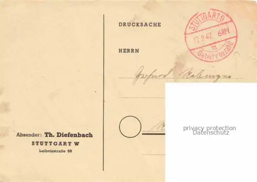 AK / Ansichtskarte STUTTGART  CITY Altenverein der Tuebingr Stuttgardia Einladung