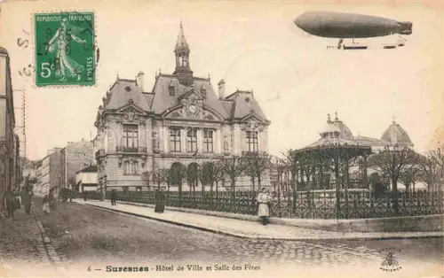 AK / Ansichtskarte SURESNES Nanterre 92 Hauts-de-Seine Hôtel de Ville et Salle des Fêtes Zeppelin