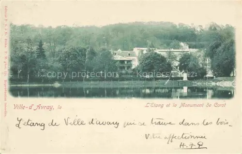 AK / Ansichtskarte Ville-d Avray Boulogne-Billancourt 92 Hauts de Seine L'étang et le Monument de Corot