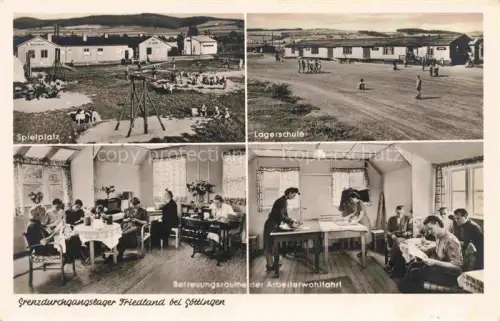 AK / Ansichtskarte Friedland Goettingen Durchgangslager Niedersachsen Grenzdurchgangslager Spielplatz Lagerschule Betreuungsraeume der Arbeiterwohlfahrt