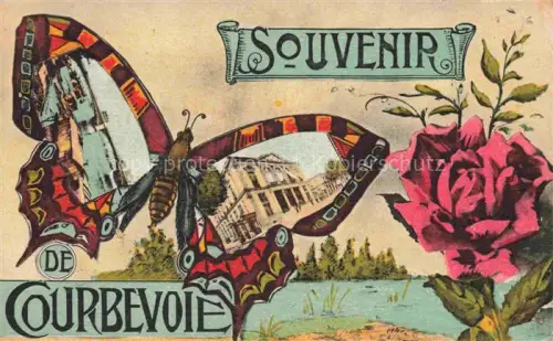 AK / Ansichtskarte COURBEVOIE 92 Hauts-de-Seine Souvenir de la ville vues d'ensemble des fleurs