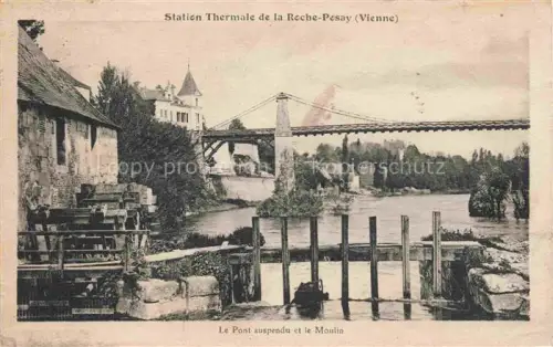 AK / Ansichtskarte La Roche-Posay-les Bains Chatellerault 86 Vienne Station Thermale Le Pont suspendu et le Moulin