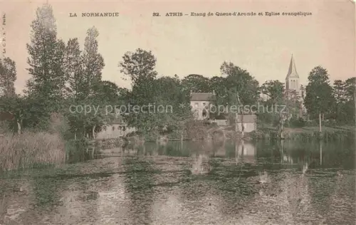 AK / Ansichtskarte Athis-de-l Orne Argentan 61 Etang de Queue d'Aronde et Eglise evangelique