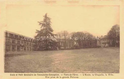 AK / Ansichtskarte Flers -de-l-Orne Argentan 61 Orne Ecole et Petit Seminaire de l'Immaculee Conception L'Ecole la Chapelle la Villa Vue prise de la grande Pelouse