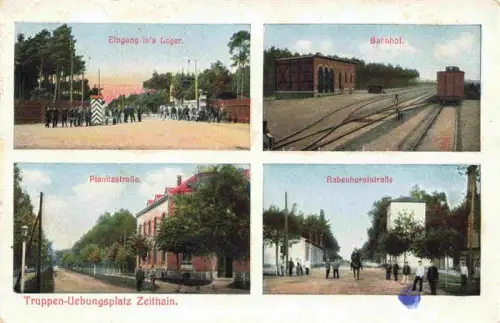 AK / Ansichtskarte Zeithain Meissen Sachsen Truppen uebungsplatz Eingang Lager Bahnhof Planitzstrasse Rabenhorststrasse
