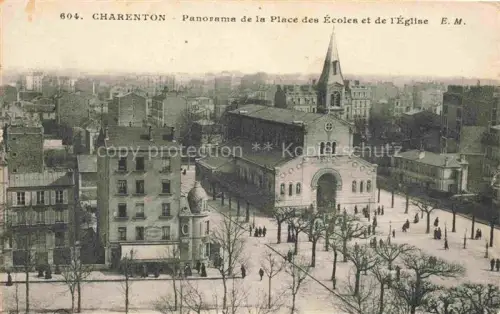 AK / Ansichtskarte Charenton  CRETEIL 94 Val-de-Marne Panorama de la Place des Ecoles et de l'Eglise