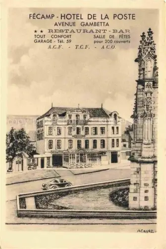 AK / Ansichtskarte FECAMP Le Havre 76 Seine-Maritime Hôtel de la Poste Avenue Gambetta Illustration
