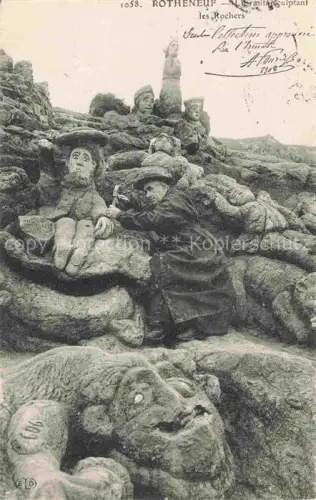 AK / Ansichtskarte Rotheneuf Saint-Malo 35 Ille-et-Vilaine les Rochers L'Ermite sculptant 