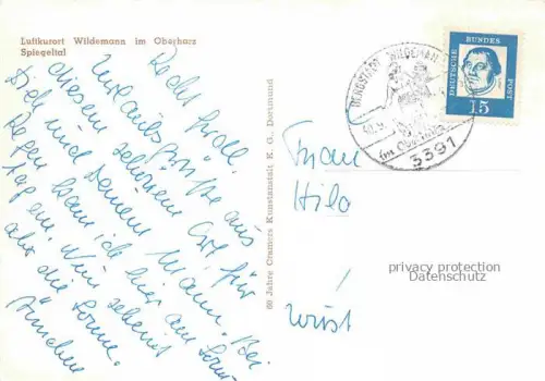 AK / Ansichtskarte Wildemann Harz Goslar Niedersachsen Spiegeltal Fliegeraufnahme